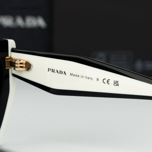 Prada Women Sunglasses Black Dark Grey Square PR15WSF 09Q5S0 BRAND NEW - Picture 7 of 11